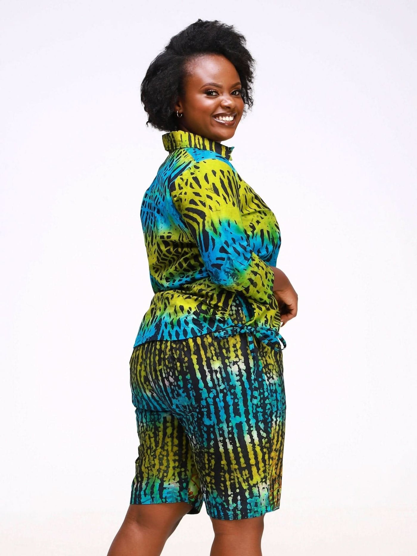 Ancestral House Unique Handmade Adire Shirt and Pants - Green - Shopzetu