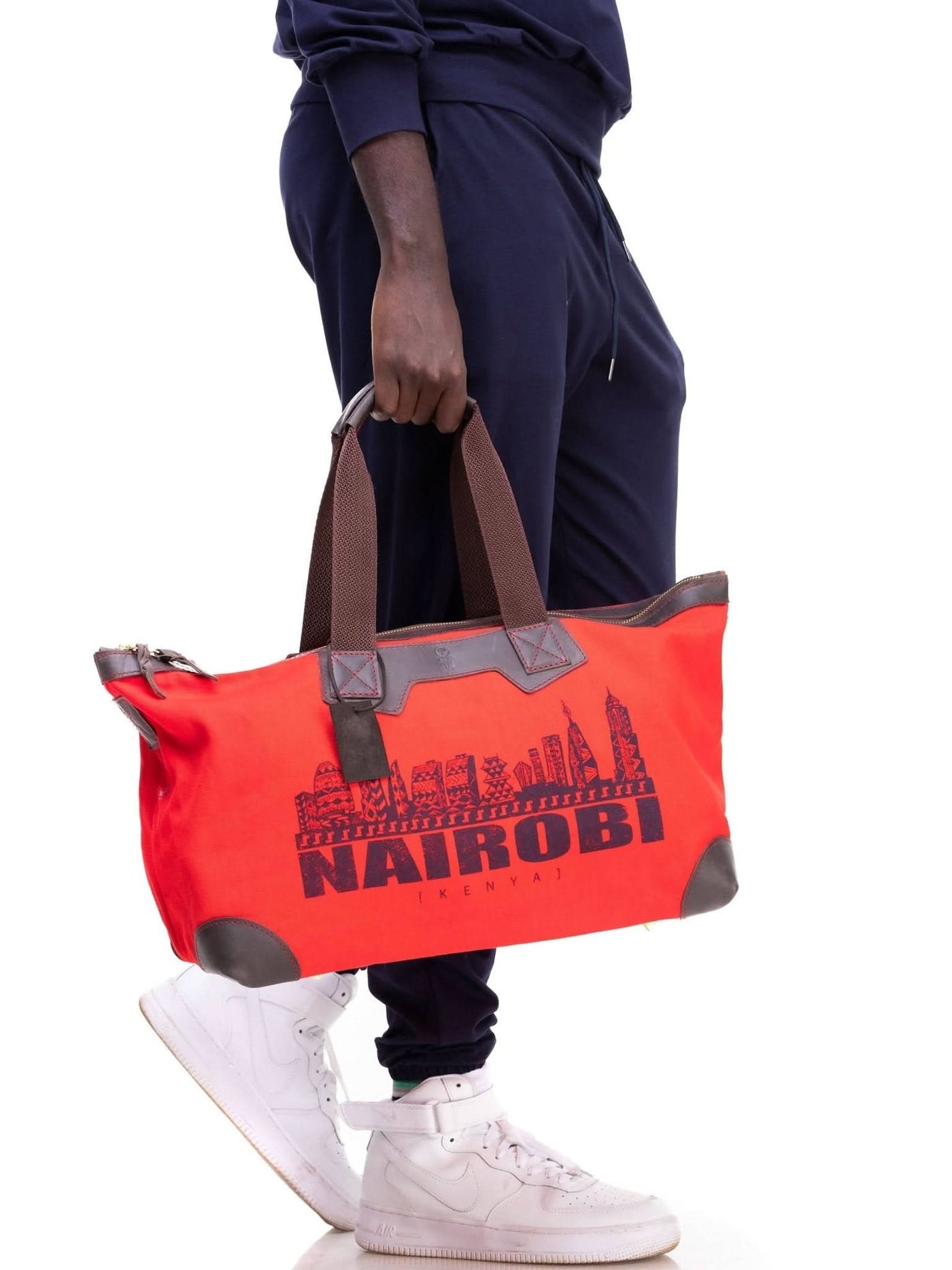 Eden Leather Canvas & Leather Nairobi Travel Bag - Red - Shop Zetu Kenya