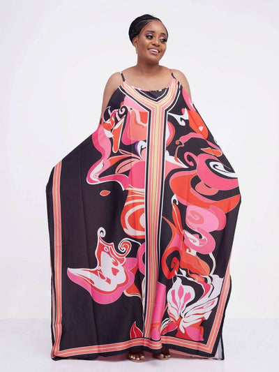 Elan Fashions Kaftan - Black / Pink / Red Floral - Shop Zetu Kenya