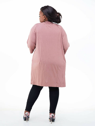 Hessed Long Buttonless Waterfall - Pink - Shopzetu
