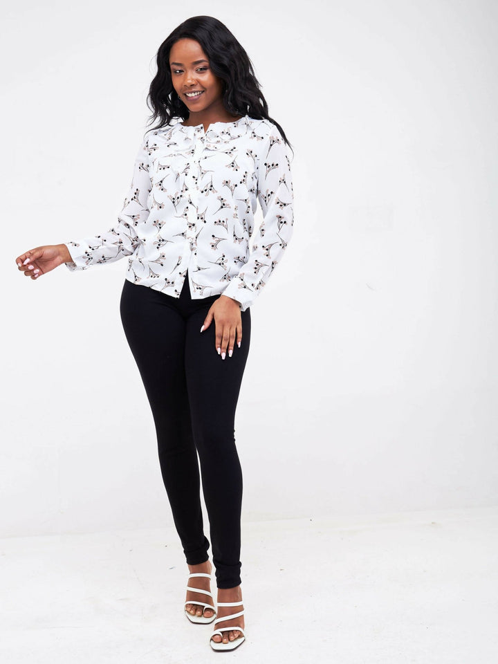 The Fashion Frenzy Floral Blouse - White - Shopzetu