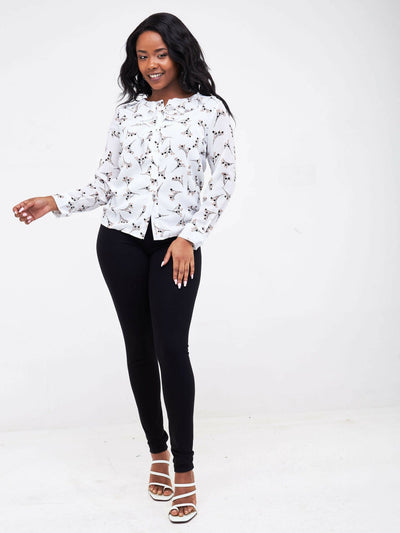 The Fashion Frenzy Floral Blouse - White - Shopzetu