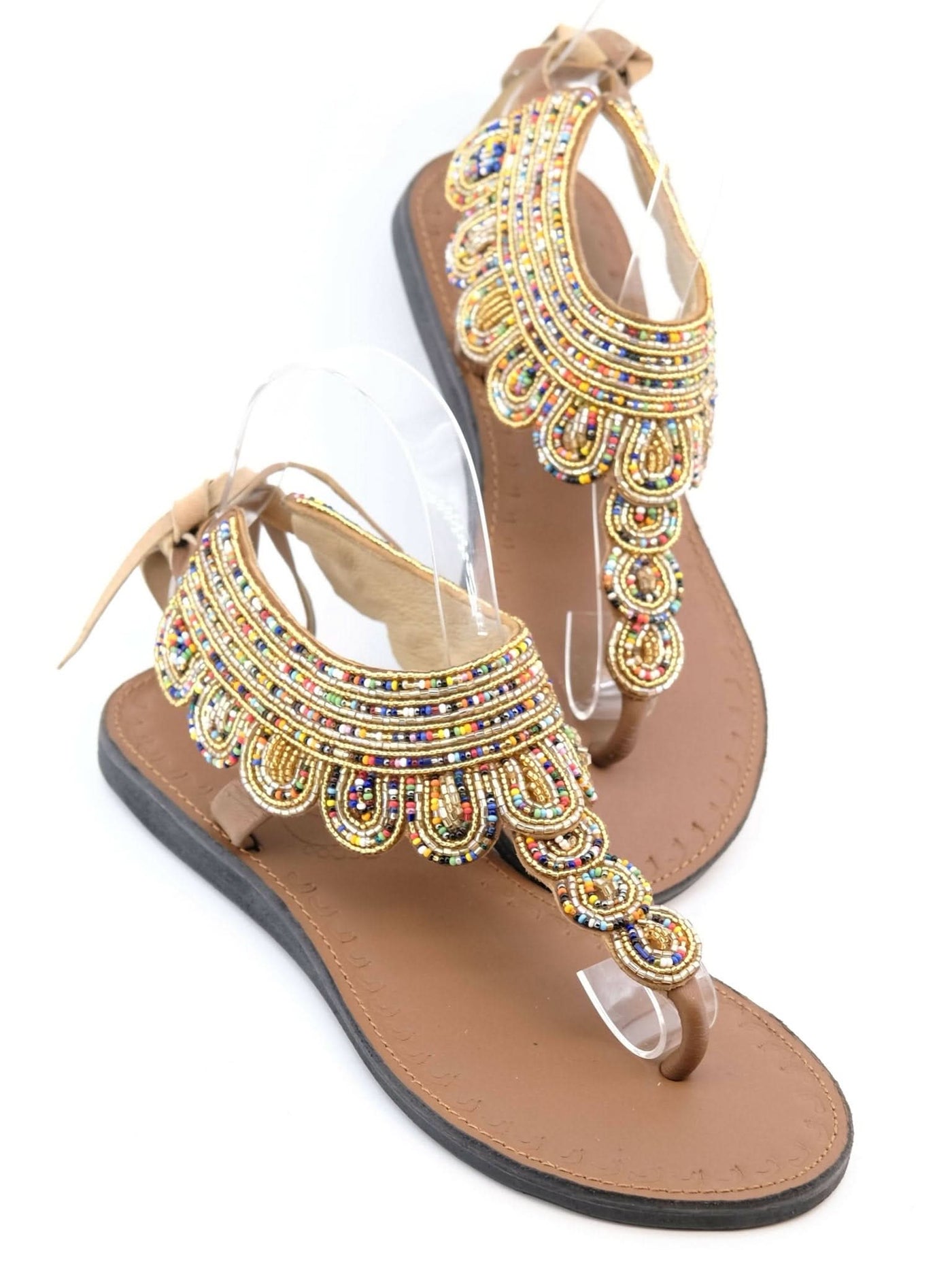 Azu's Baraka Sandals 130 GX T - Gold / Mix Beads - Shopzetu