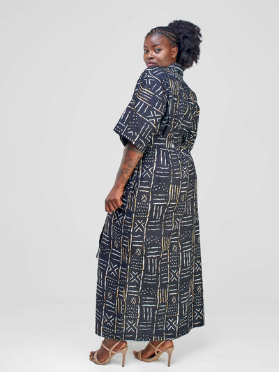 Izulu Ashanti 6 Kimono - Black Print - Shopzetu
