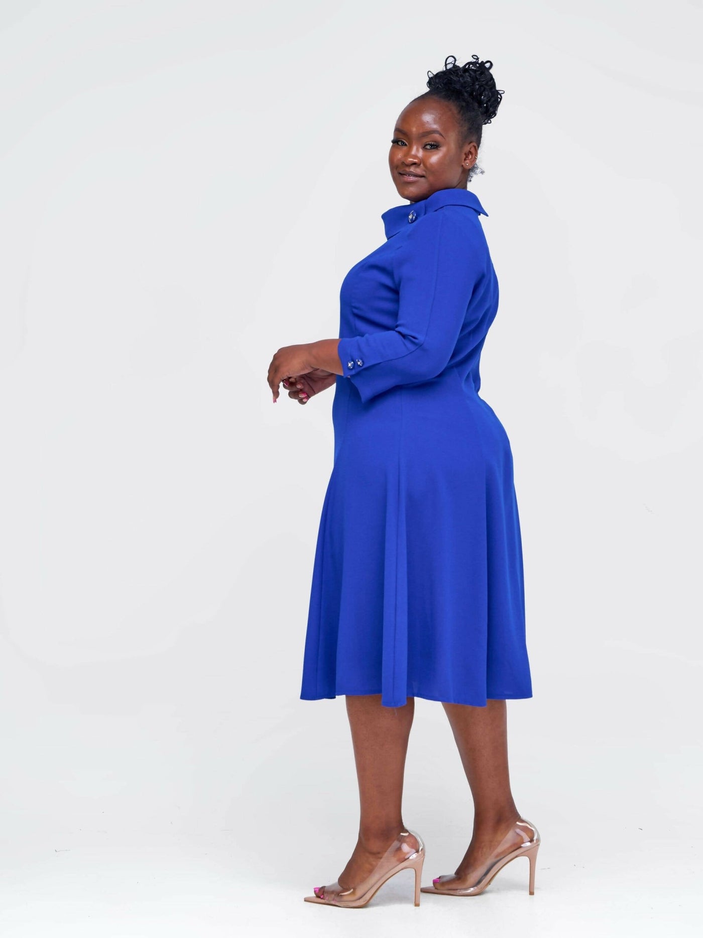 The Fashion Frenzy Turtle Neck Shift Dress - Blue - Shopzetu