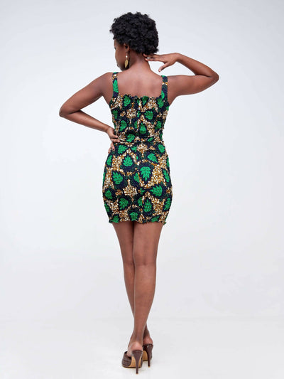 Da'joy Fashions Sekhmet Ankara Dress - Black / Green - Shopzetu