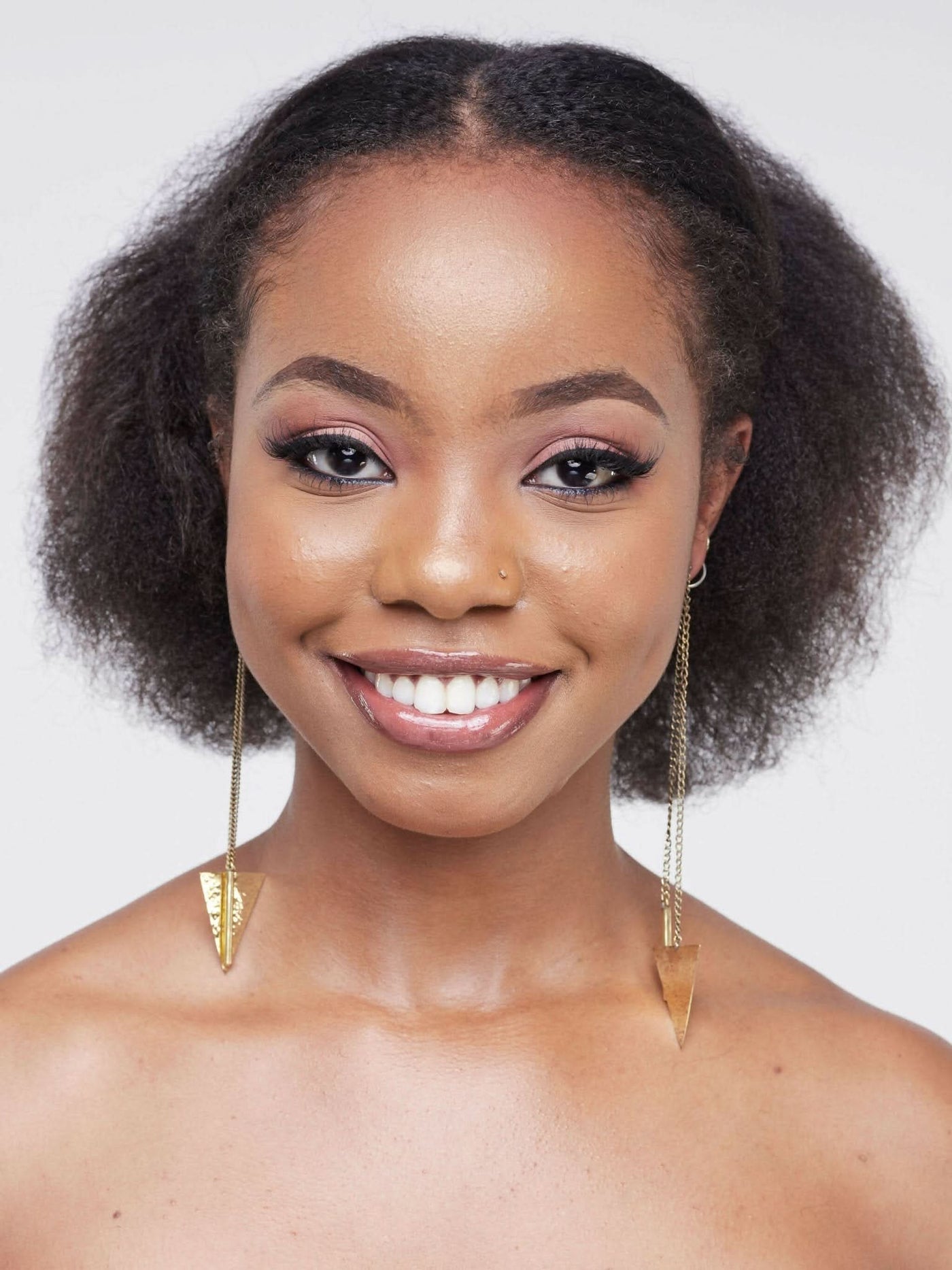 The M Collective Long Bar and Triangle Brass Earrings - Gold - Shopzetu