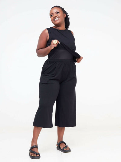 Hessed Sleeveless Jumpsuits - Black - Shopzetu
