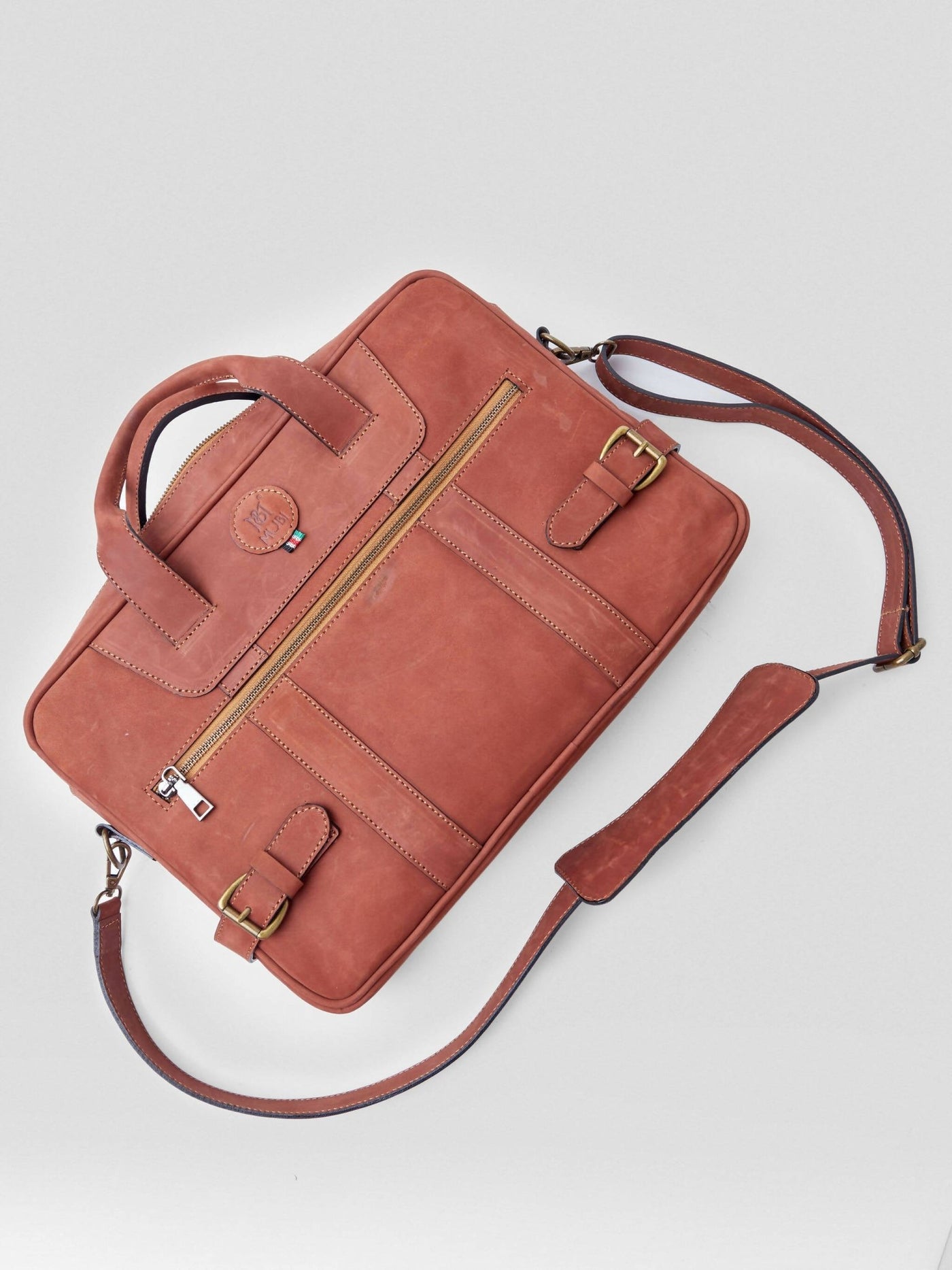 Mubi Leather Mali WorkBag - Tan - Shopzetu