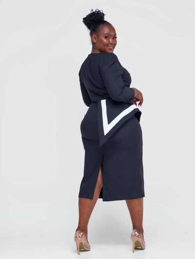 The Fashion Frenzy Side Peplum Dress - Black - Shopzetu