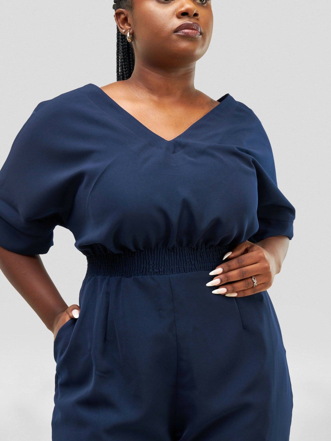 Purple Thread Bonde Jumpsuit - Navy Blue - Shopzetu