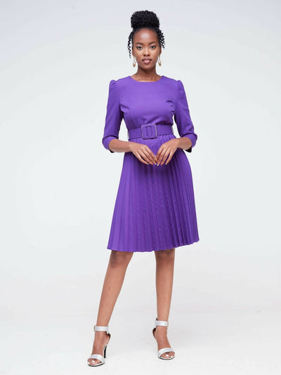 The Fashion Frenzy Pleated Skater - Purple - Shopzetu