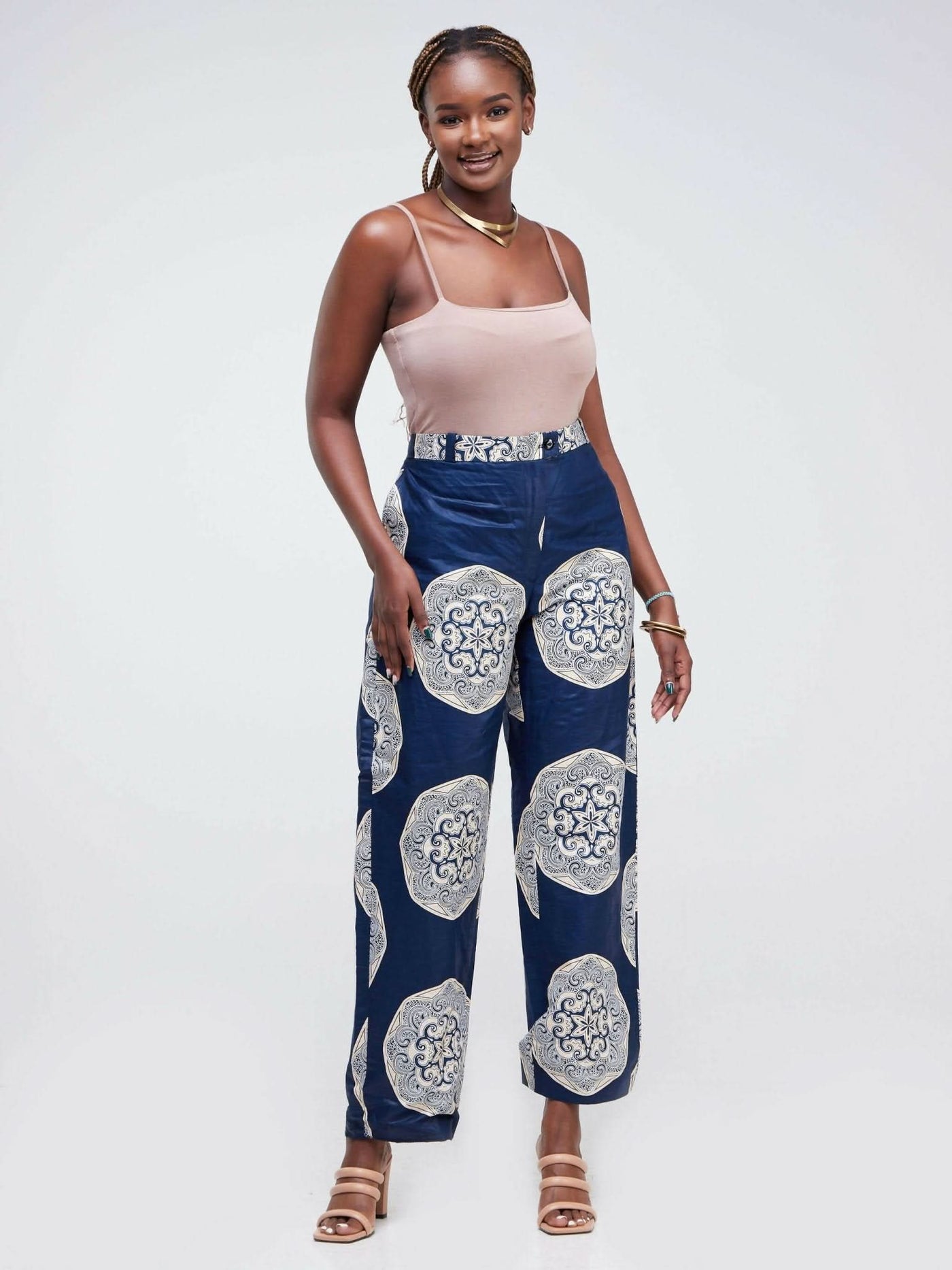 Simbaress Tenge Pants - Navy Blue / Beige - Shopzetu