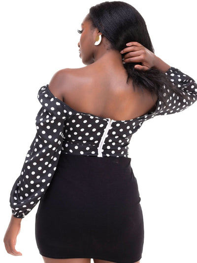 Hekaya Opal Top - Black / White Print - Shop Zetu Kenya