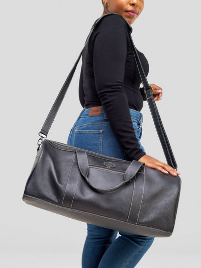 Mubi Leather Fahari Travel Bag - Black - Shopzetu