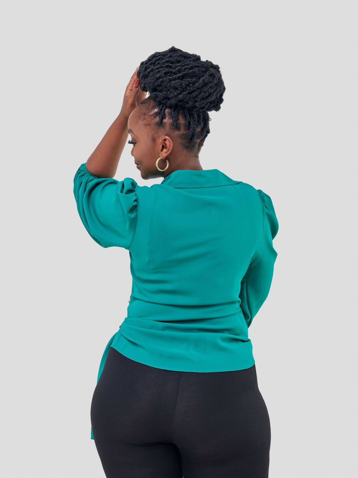 The Fashion Frenzy Wrap Blouse - Green - Shopzetu