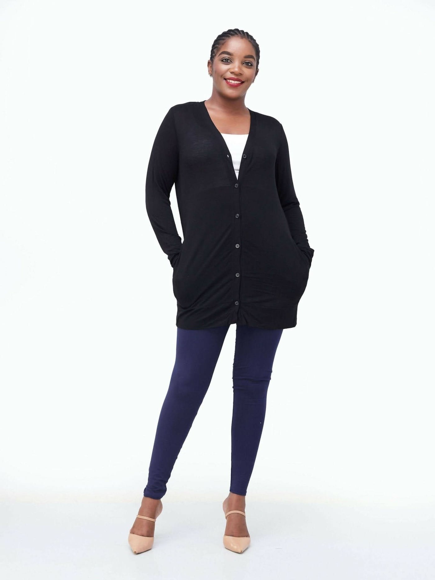 Hessed Mini Buttoned Waterfall - Black - Shopzetu