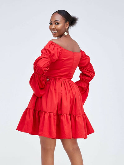 Izulu Mukutan Dress - Red - Shopzetu