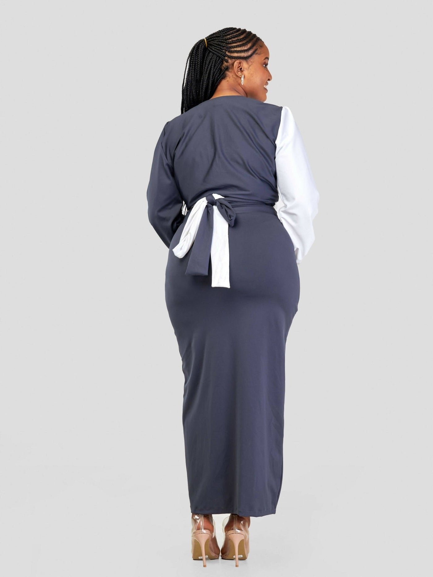 Juka Closet 2 Piece Wrap Top and Skirt - Grey - Shopzetu