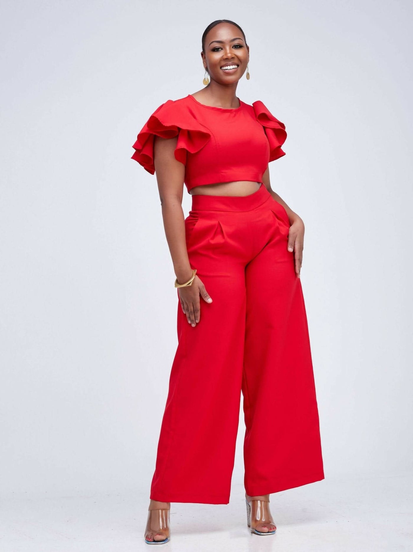 Izulu Latika Pants Set - Red - Shop Zetu Kenya