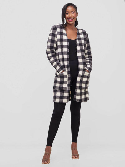 Aramay Marinus Open Front Cardigan - Black / White