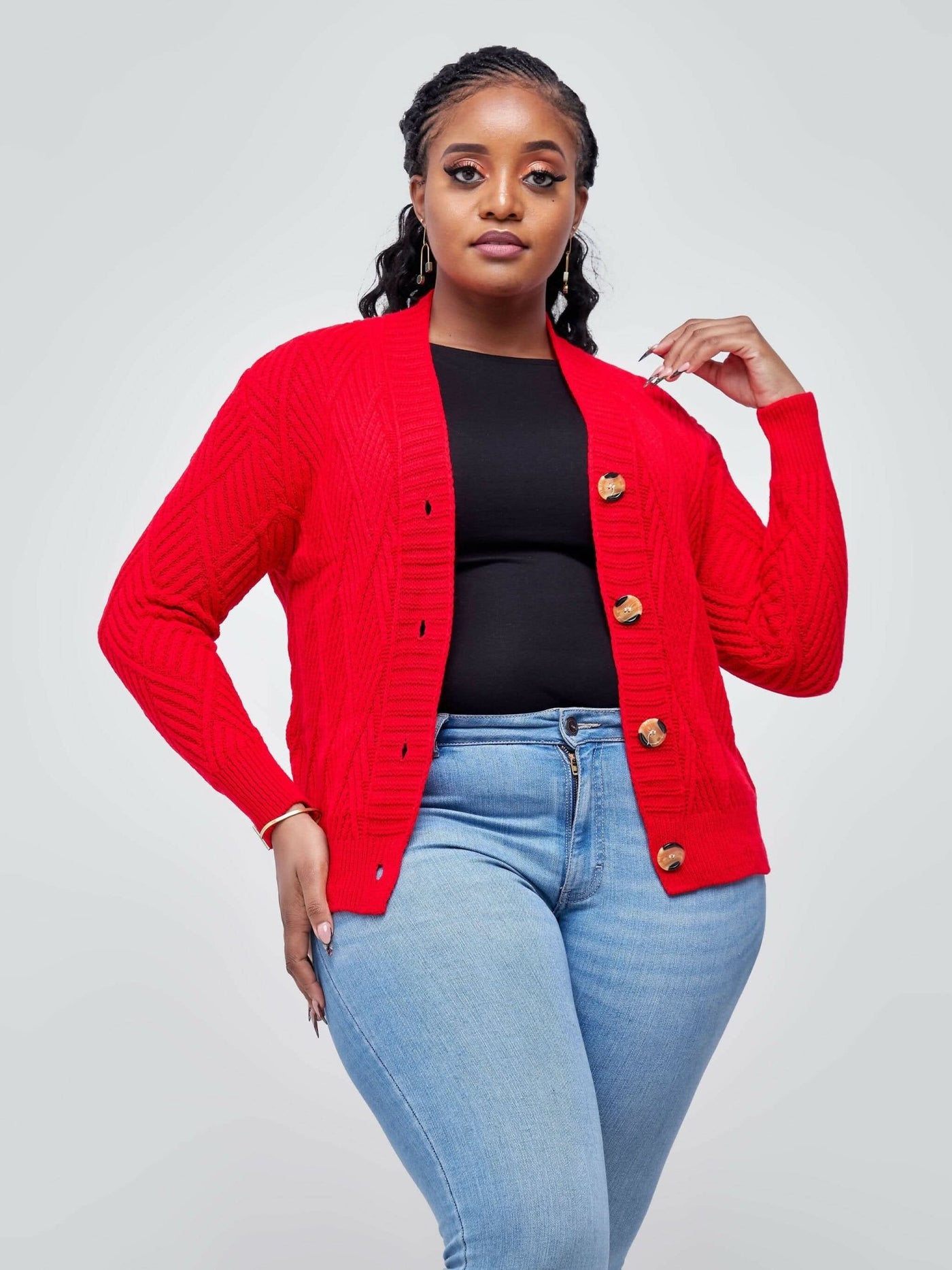 The Fashion Frenzy Button Cardigan - Red - Shopzetu