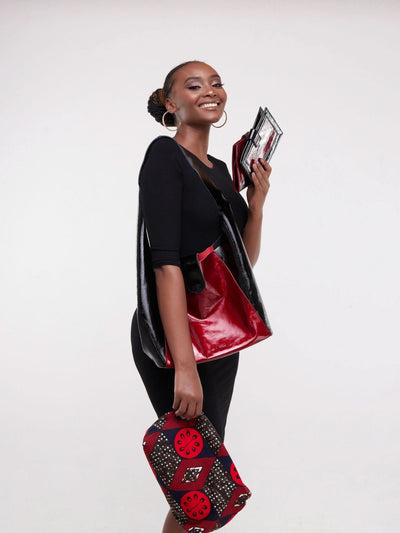 Jeilo 2 In 1 Handbag + 1 Ladies Wallet - Red / Black - Shopzetu