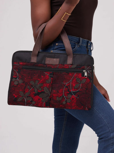 Jeilo Kazi Computer Sleeves Bag - Red Print - Shop Zetu Kenya