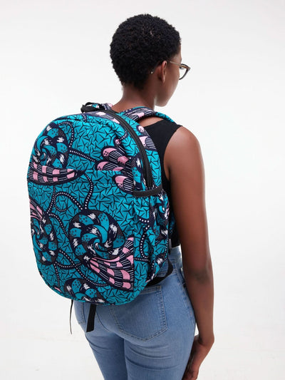 Jeilo Kitenge Backpack - Blue - Shopzetu