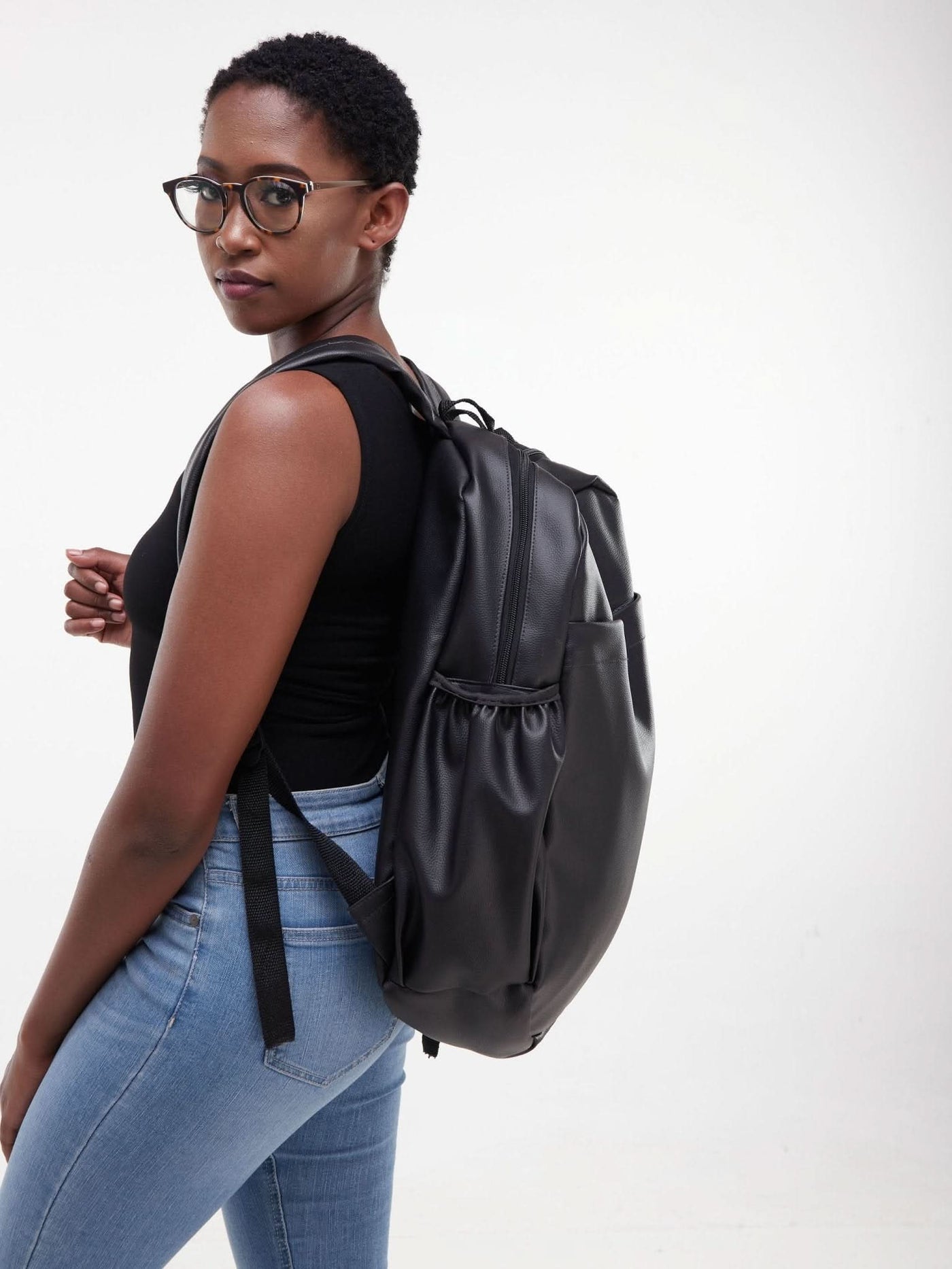 Jeilo Rexine Backpack - Black - Shopzetu