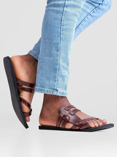 Biba Trends Collections Argento Brown Criss Cross Men's Sandals - Brown - Shopzetu