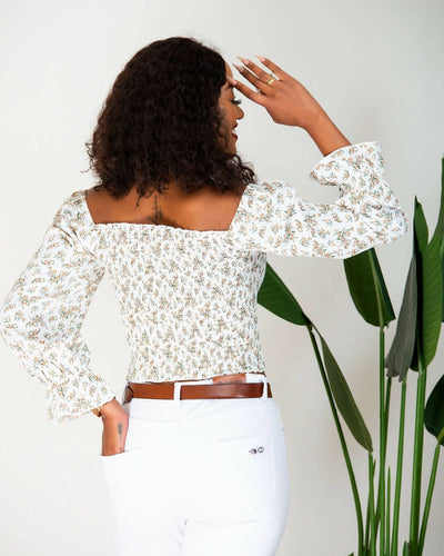 WSC Pambo Nalani Zephie Long Sleeve Crop Top - White - Shopzetu