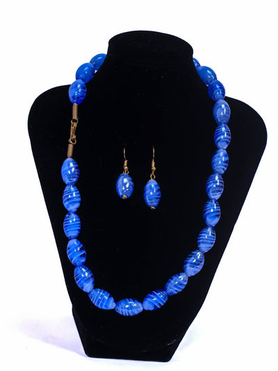Klewisia Closet Shiny Pearls Necklace Jewellery - Blue - Shopzetu