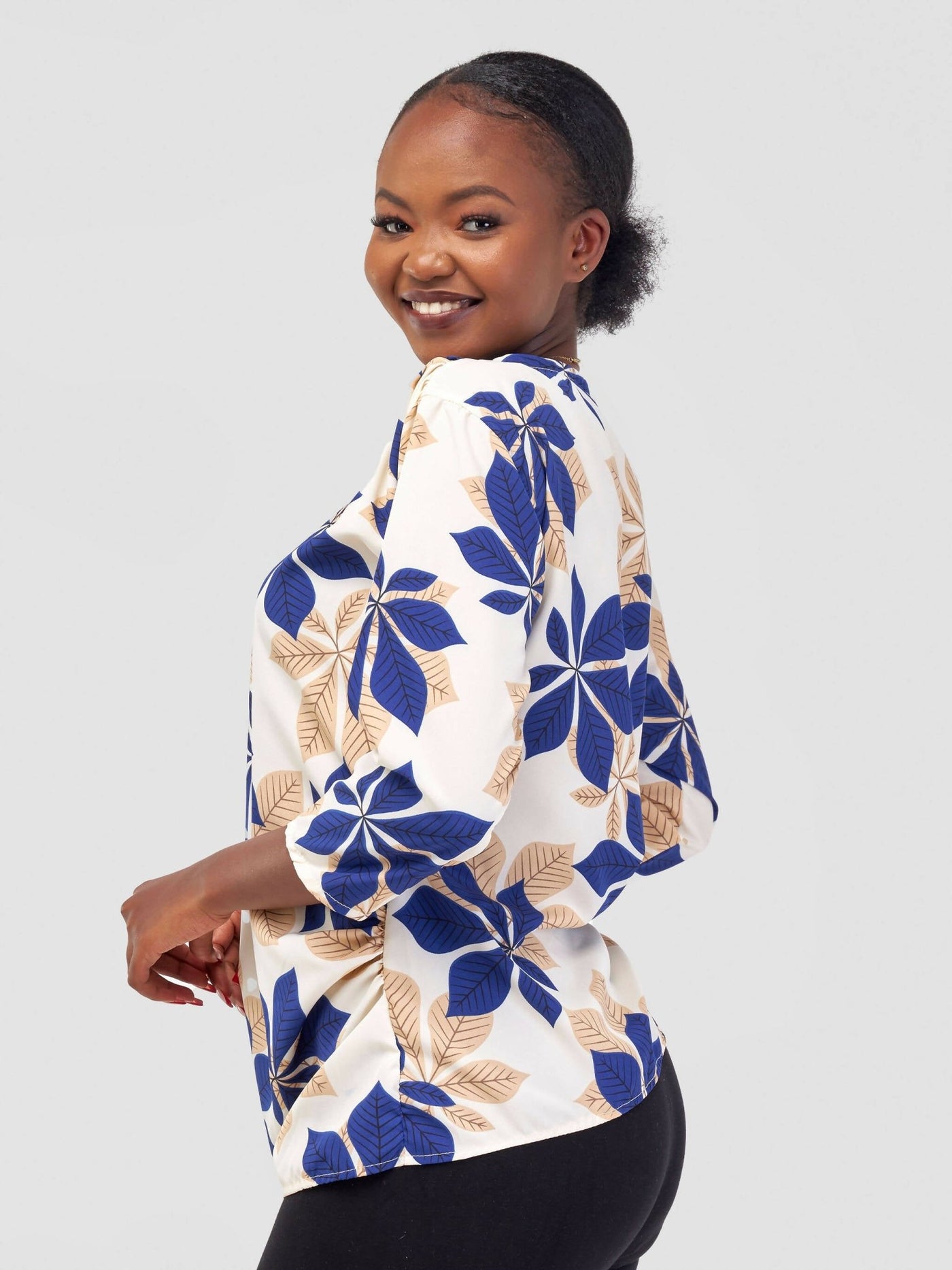 Timyt Urban Wear- Flora Chic Quarter Sleeved Top - Floral - Shopzetu