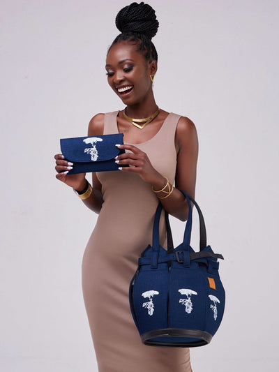 Kuldra Pineapple Spike Handbag - Navy Blue - Shopzetu