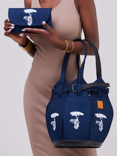 Kuldra Pineapple Spike Handbag - Navy Blue - Shopzetu