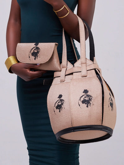Kuldra Pineapple Spike Handbag - Taupe - Shopzetu