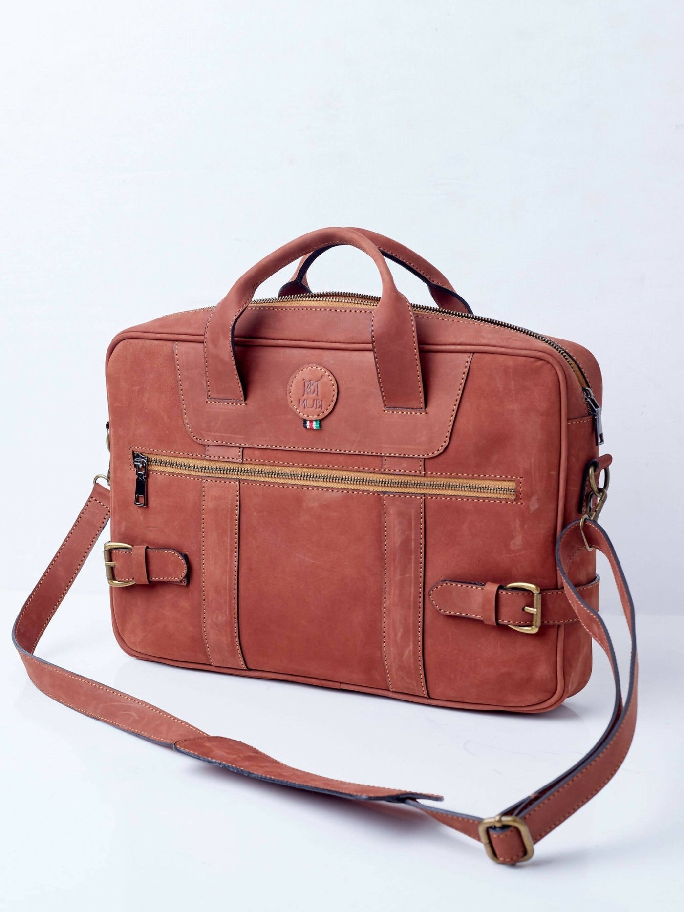 Mubi Leather Mali WorkBag - Tan - Shopzetu