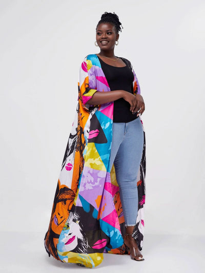 Ladies & Linen Print Kimono - Multi Colour Print - Shop Zetu Kenya
