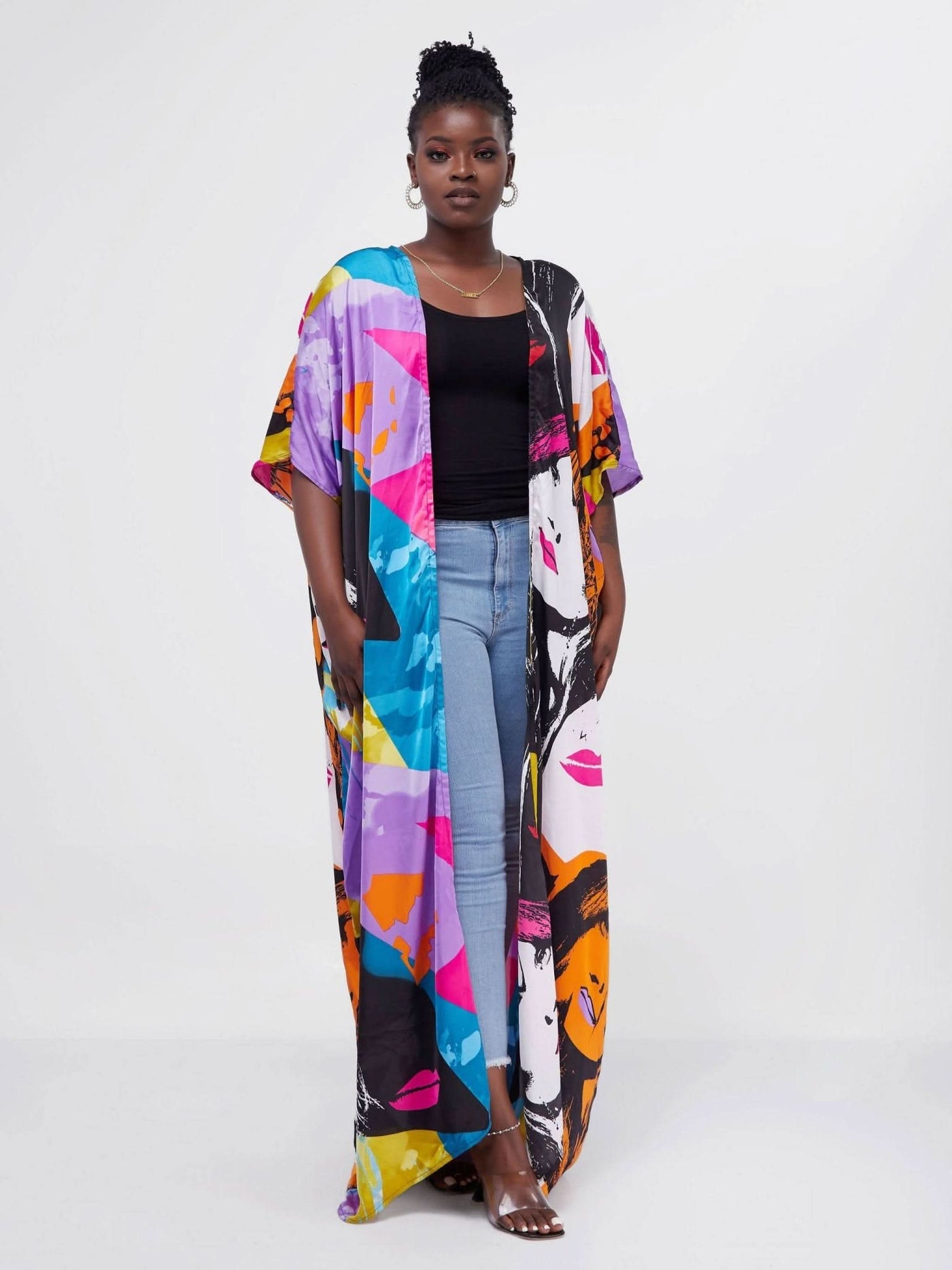 Ladies & Linen Print Kimono - Multi Colour Print - Shop Zetu Kenya