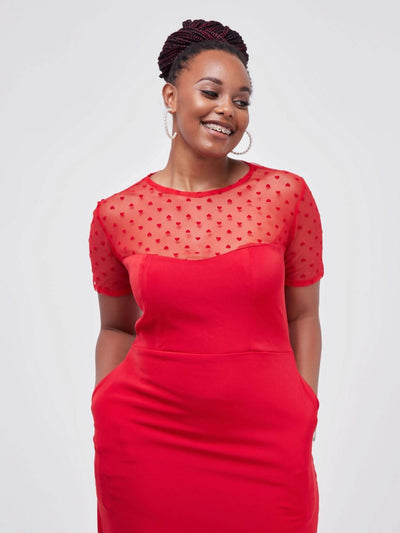Ladies & Linen Red Velvet Maxi Dress - Red - Shop Zetu Kenya