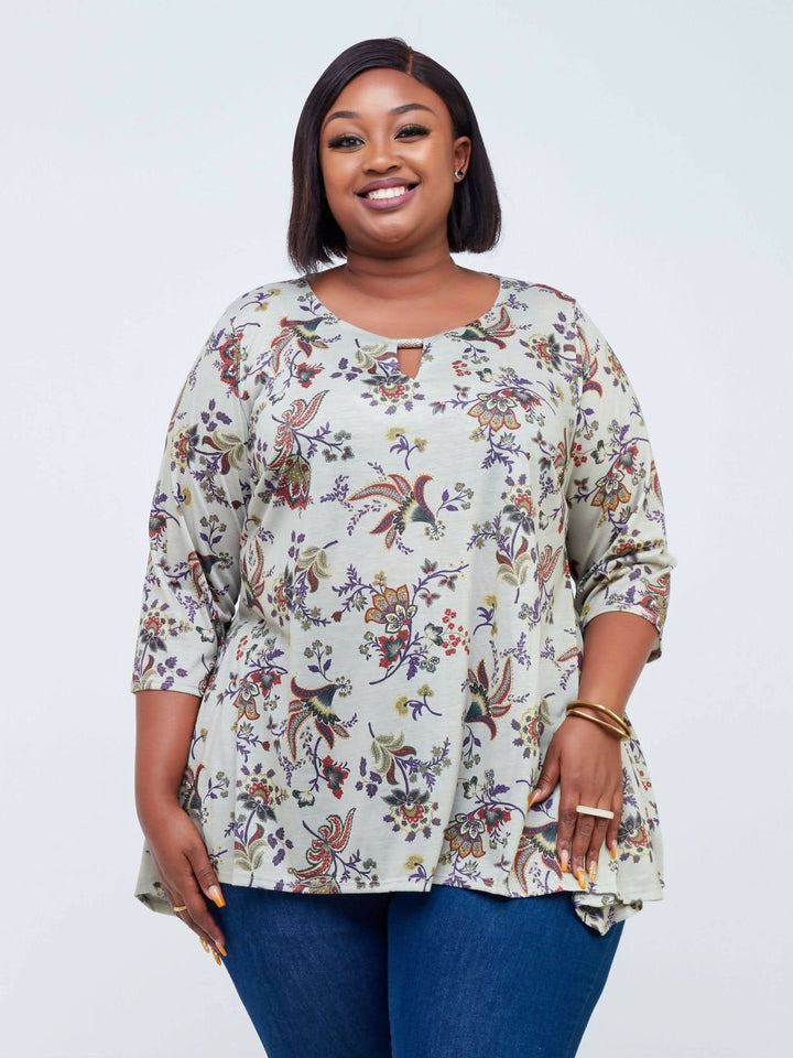 Lamazi Collections Floral Cotton Top - Green Print - Shop Zetu Kenya