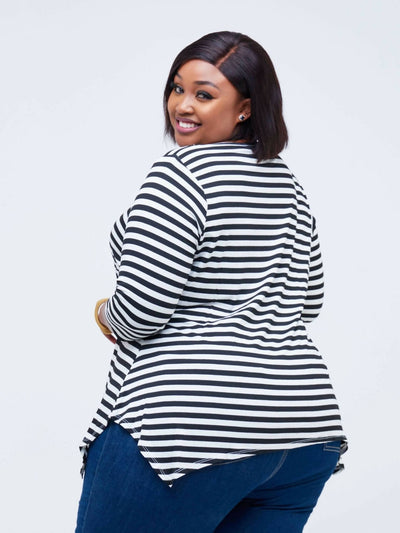 Lamazi Collections Stripped Cotton Top - Black / White Print - Shop Zetu Kenya