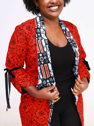 Ancestral House Partnered Kimono Dress - Red - Shopzetu