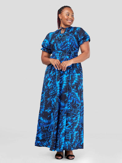 Phyls Collections Mtwapa Maxi Dress - Blue Print - Shopzetu