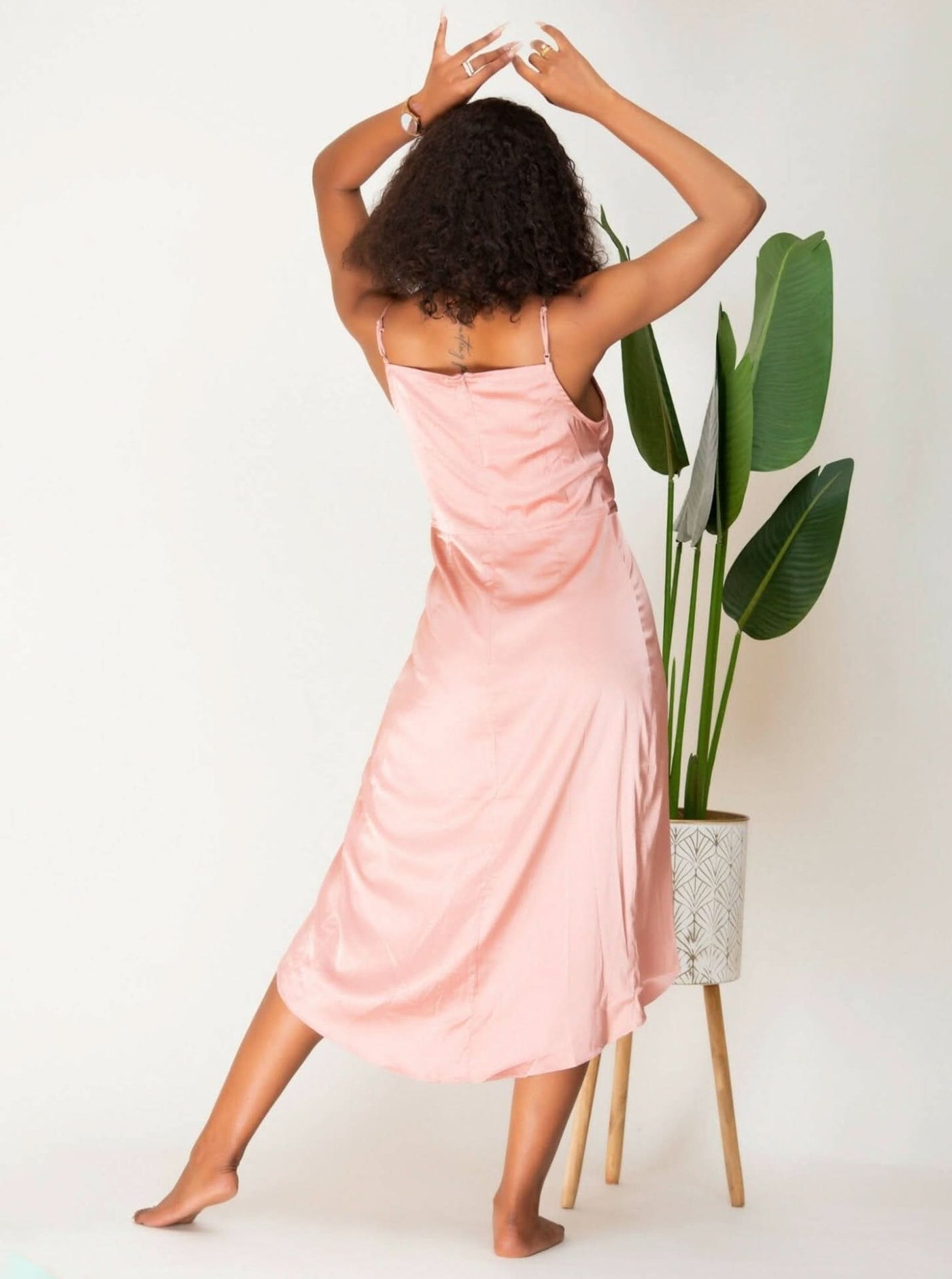 WSC Pambo Nalani Malkia Front Tie Slip Dress - Pink - Shopzetu