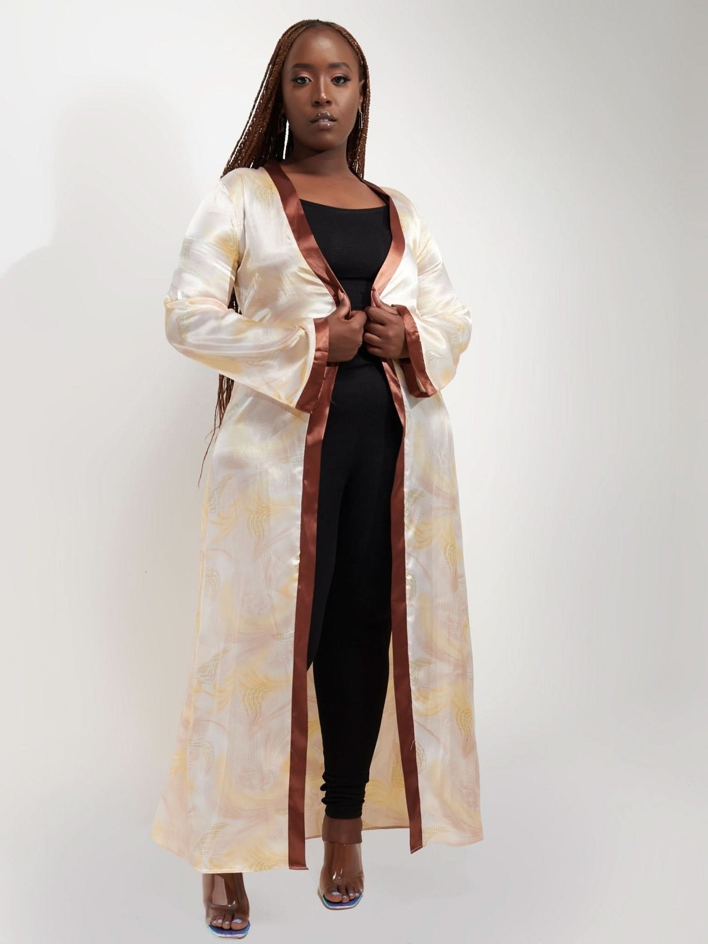 Nika Bonica Pansy Kimono - Buttermilk / Rust Print - Shopzetu