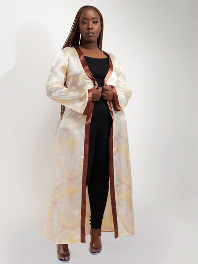 Nika Bonica Pansy Kimono - Buttermilk / Rust Print - Shopzetu