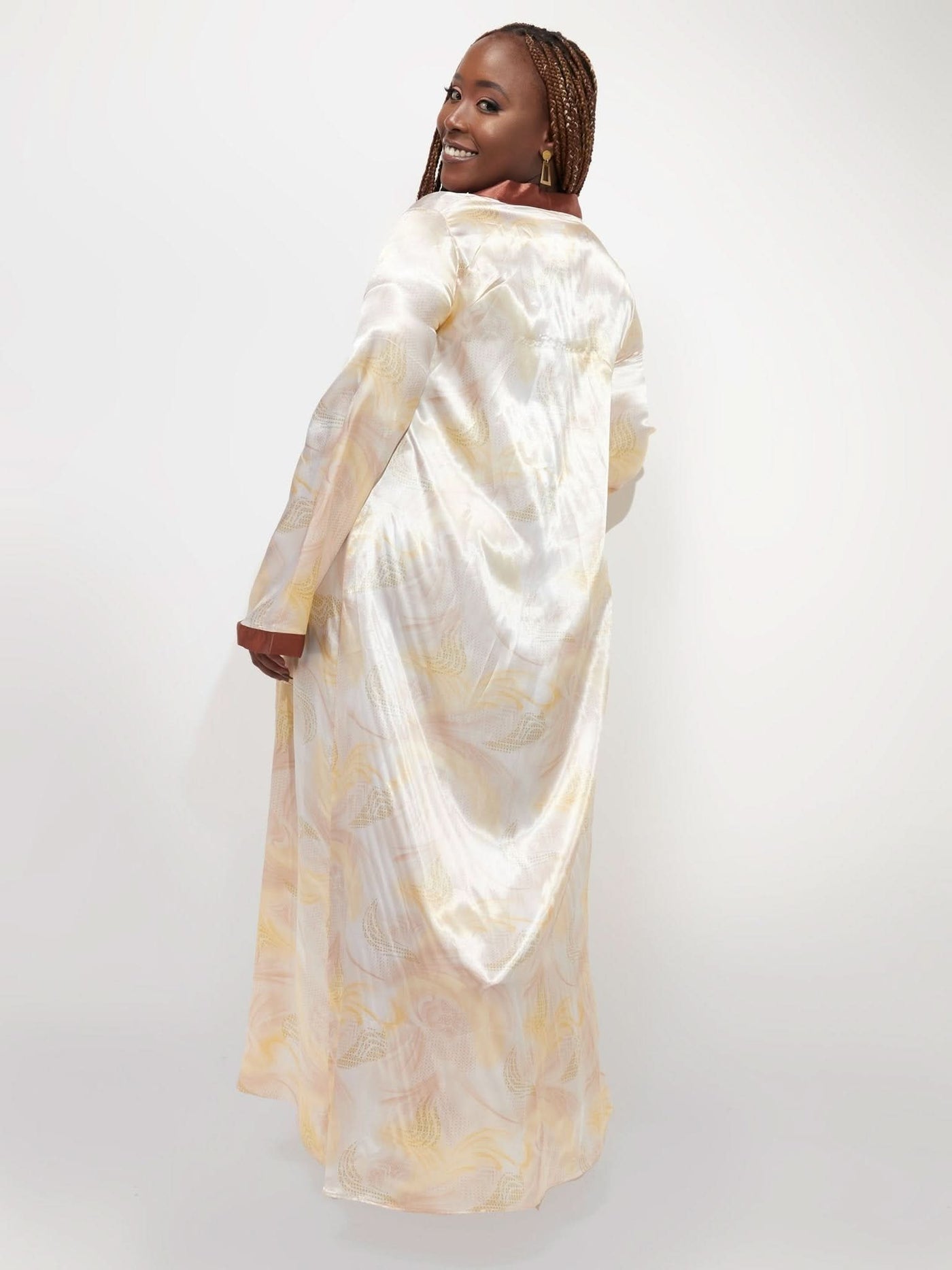 Nika Bonica Pansy Kimono - Buttermilk / Rust Print - Shopzetu