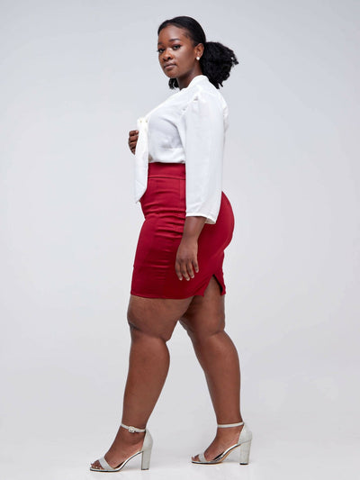 Da'joy Fashions Athena Pencil Skirt - Maroon - Shopzetu